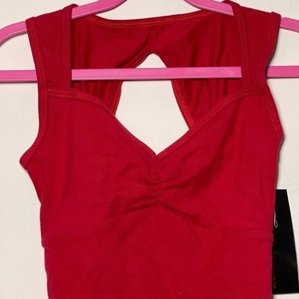 CM Theatricals Classwear Red Black Keyhole Dance Leotard Sleeveless Open X Back